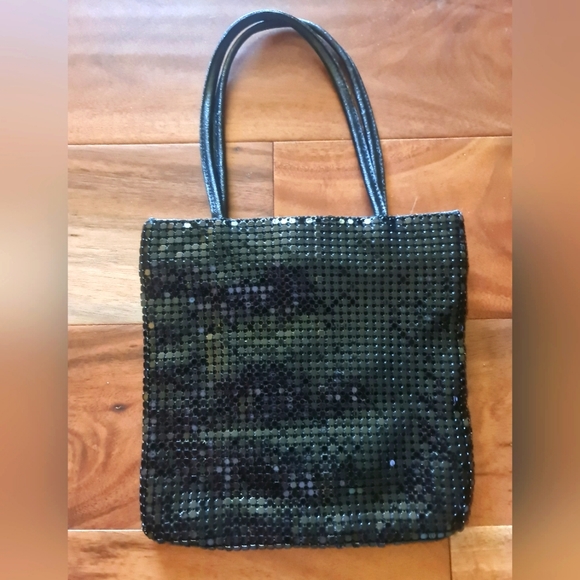 Handbags - Black Chain Mesh Evening Bag Black Tie Satin Lined Magnetic Close